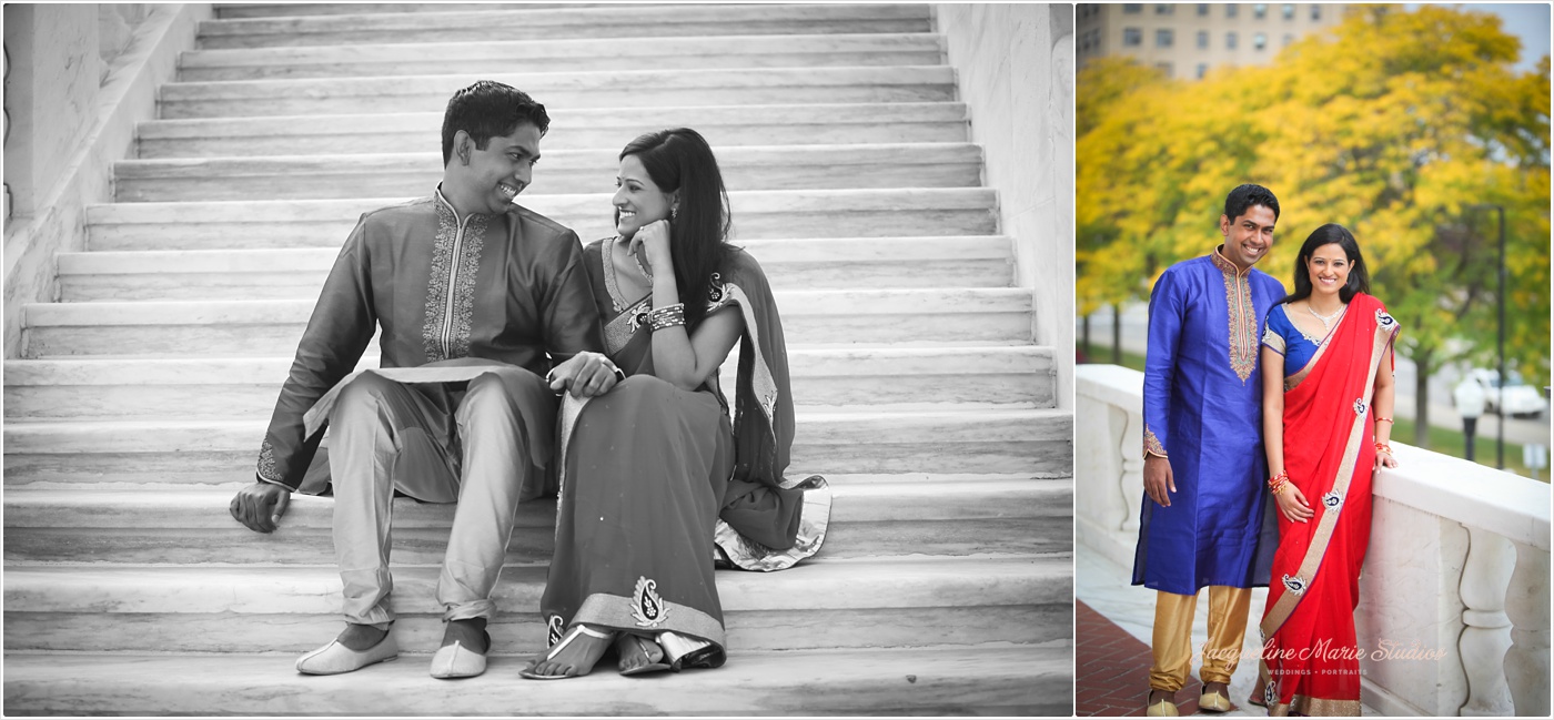 DIA Detroit Riverwalk Engagement Session Detroit Wedding Photographer Hindu