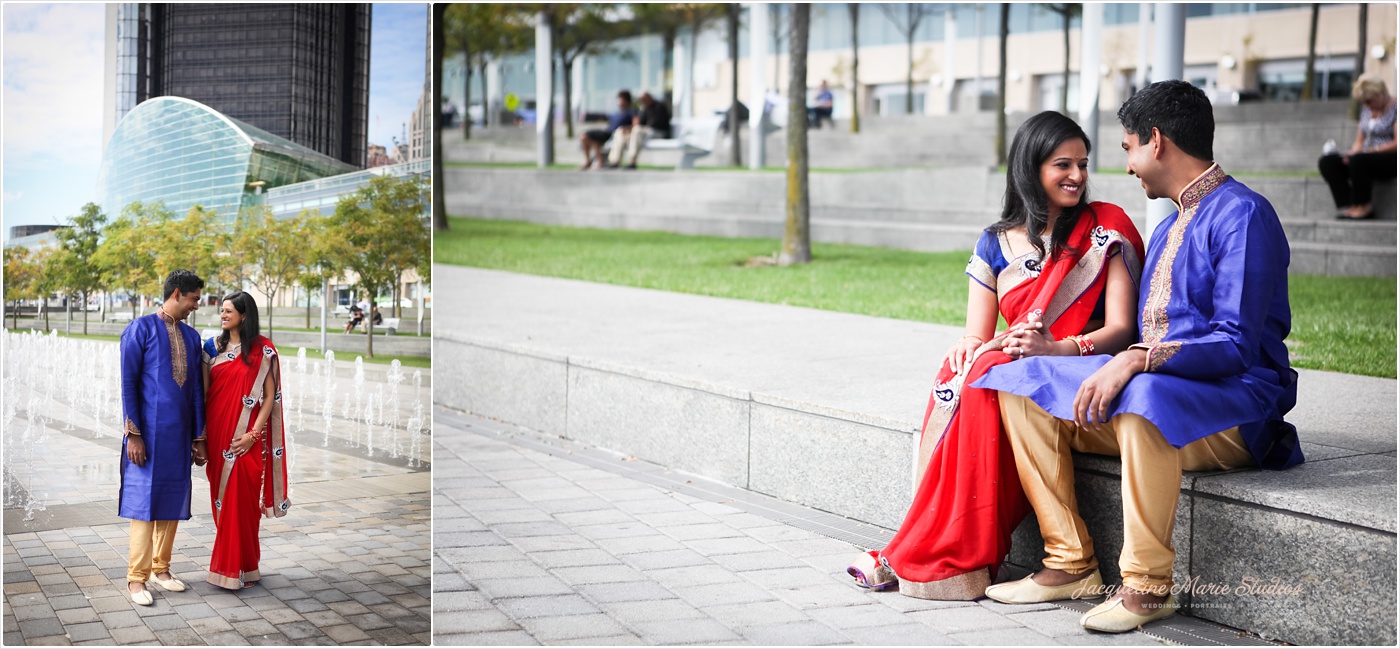 DIA Detroit Riverwalk Engagement Session Detroit Wedding Photographer Hindu